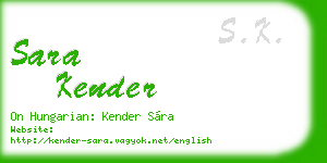 sara kender business card